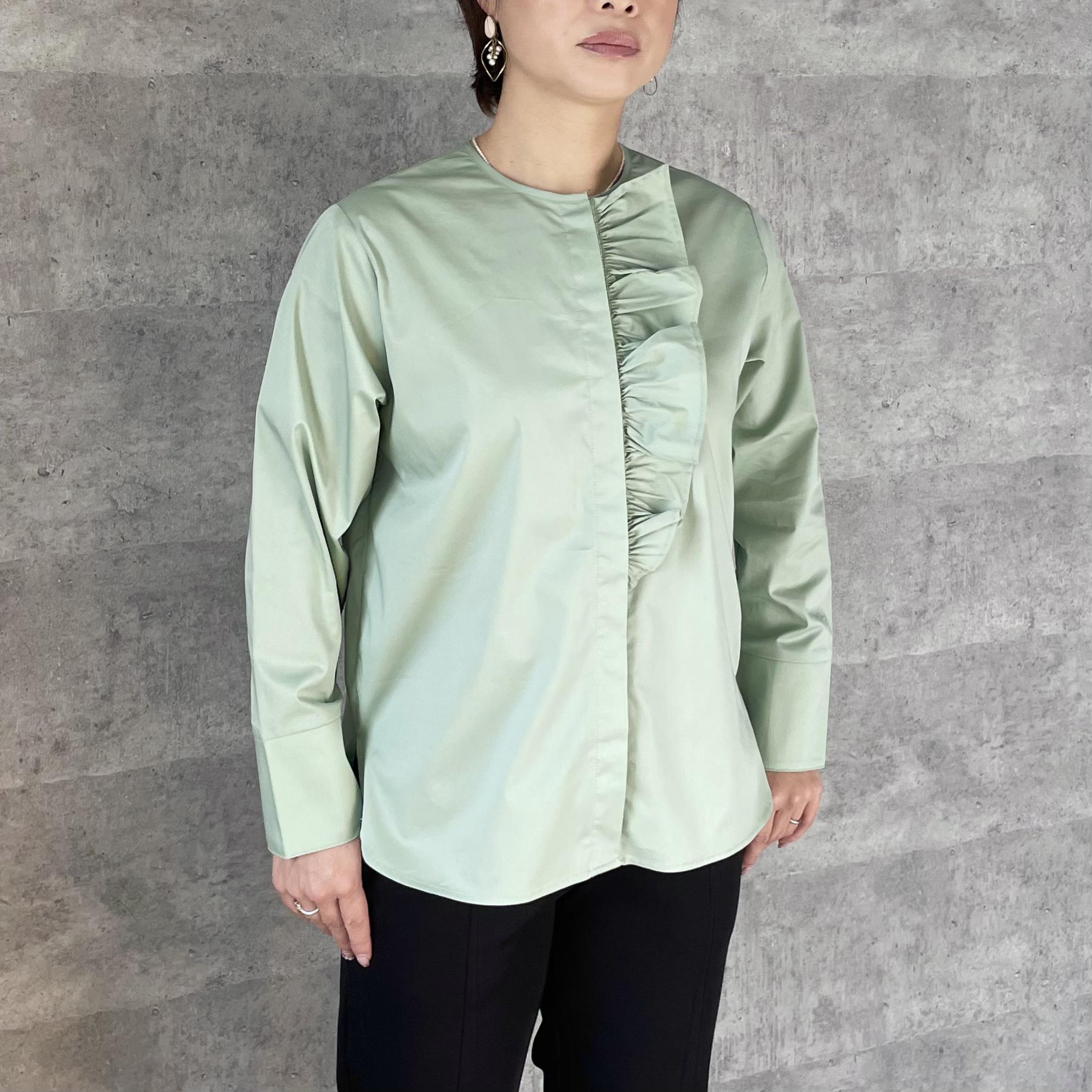 小柄S■フリルが取り外せる 2wayコットンブラウス 緑 【2サイズ】卒業式フォーマル OTM-005 254586