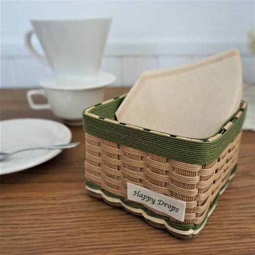 マカロンページ　エコクラフト　クラフトバンド　小物入れ Let's make a square accessory case that can also be used as