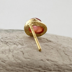 【翻譯特價】k24 Pink Spinel Stud 純金粉色尖晶石耳釘（一耳） 第6張的照片