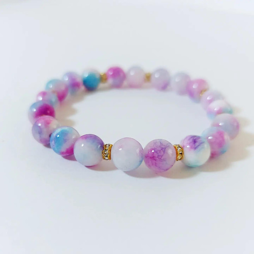 キャンディジェイドのブレスレット*パープル×ピンク×ライトブルー  