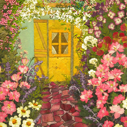 押し花アート　花園のエントランス　～　春バージョン　（押し花絵） 2枚目の画像