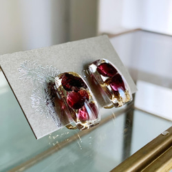 男女皆宜 [一月生日石] Effort valuate Garnet Stud Resin Resin Earrings Men 第13張的照片