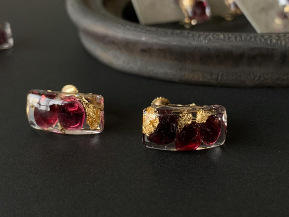 男女皆宜 [一月生日石] Effort valuate Garnet Stud Resin Resin Earrings Men 第8張的照片