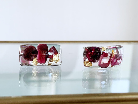 男女皆宜 [一月生日石] Effort valuate Garnet Stud Resin Resin Earrings Men 第7張的照片