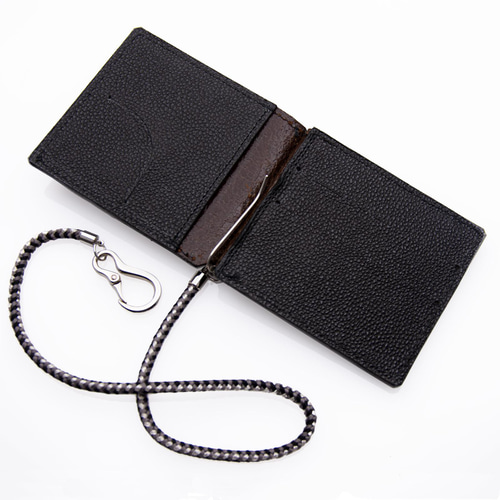 マネークリップ【黒桟革×マルゴー】 ブラック マルゴー