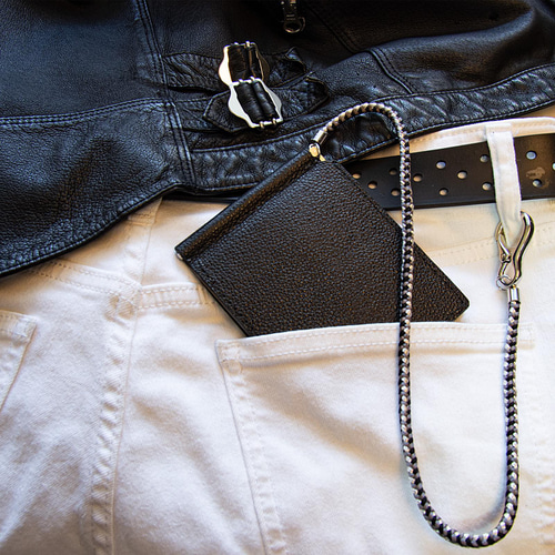 マネークリップ【黒桟革×マルゴー】　ブラック　マルゴー 革職人 LEATHER FACTORY マネークリップ 小銭入れ付き 本革 札ば