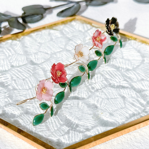 bloom- Camellia 選べるカラー◎椿のワイヤーリング(フォークリング