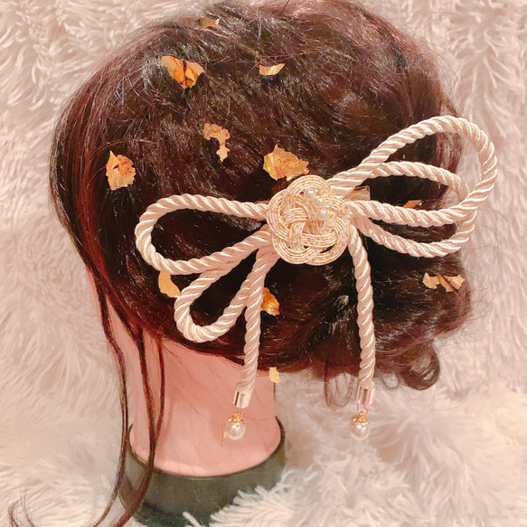 ハンドメイド　成人式　七五三　結婚式　卒業式　入学式　日本髪　髪飾り  髪留め 水引☆和玉☆ボブアレンジ☆七五三髪飾り☆成人式髪飾り☆卒業式☆結婚