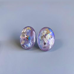 [特徵] 玻璃橢圓形非常近紫色細微差別耳環 第10張的照片