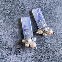 glass flat rectangle nuance very peri Earrings 7枚目の画像