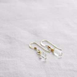 【Reserved】Herkimer Diamond Hooked Earrings ハーキマーダイヤモンドの雫ピアス 6枚目の画像