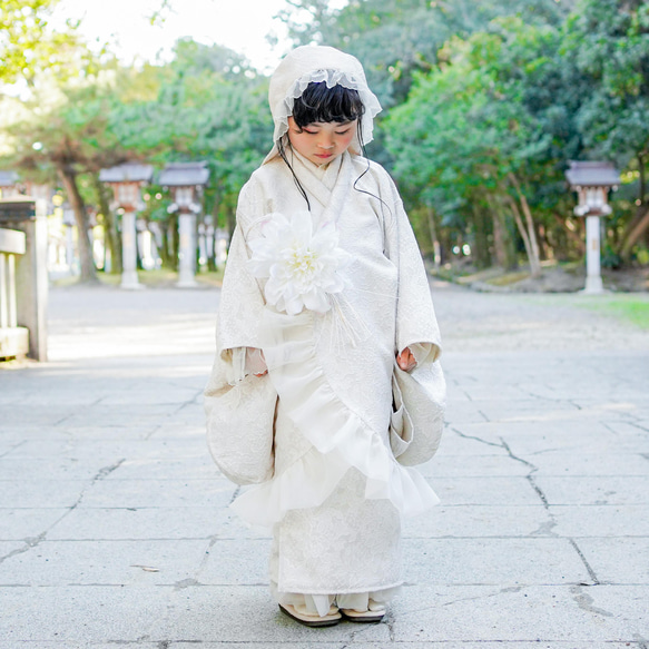 ナチュラル綿帽子（白無垢） 7枚目の画像