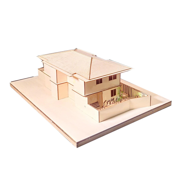 【模型製作】 木製ミニチュア オーダーメイド完成品 〈庭付き一軒家〉 3枚目の画像