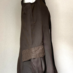 着物リメイク　ハンドメイド　ロングベスト　絹　大島　茶 5枚目の画像