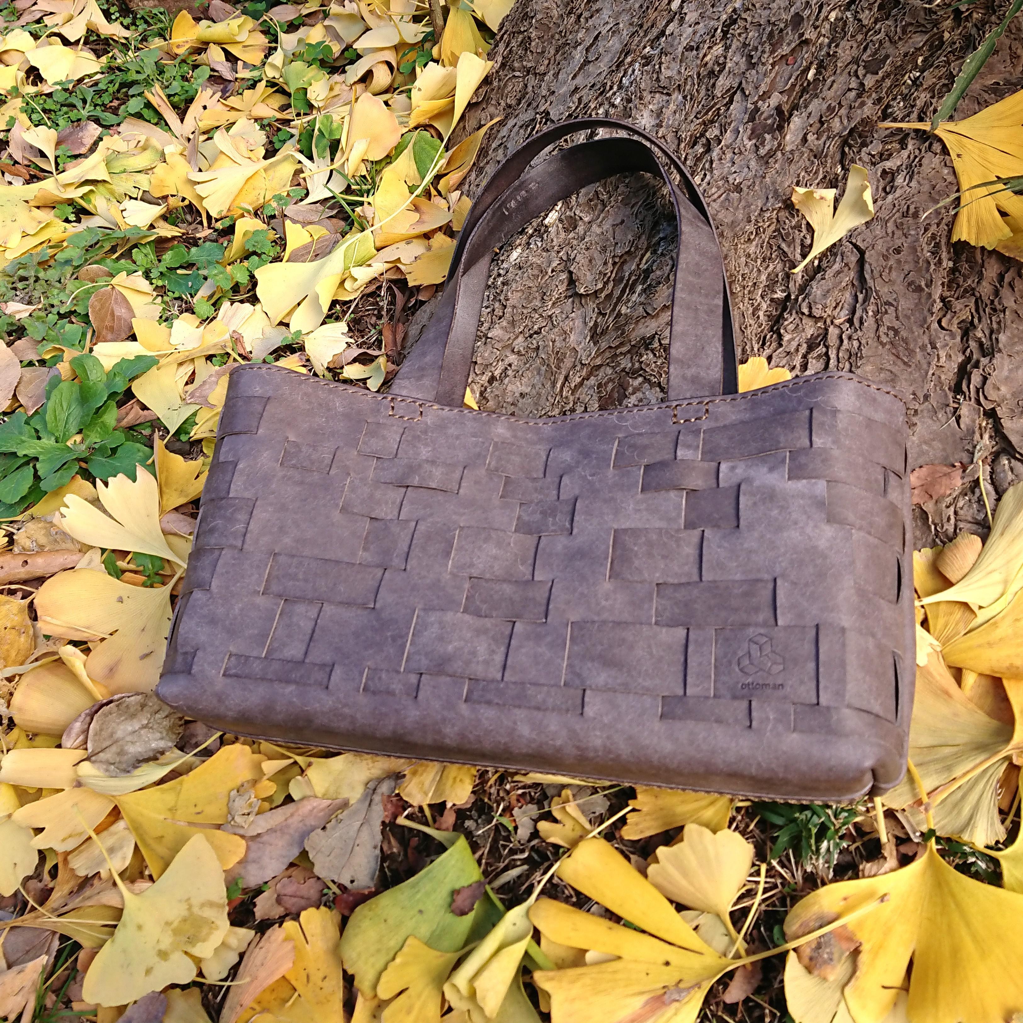 オンラインショップ&Creema限定親子バック レザーイントレチャートトートバック (中) colourグレー