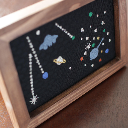 額縁絵はがきサイズ・キラキラ刺繍 フォトフレーム・写真立て