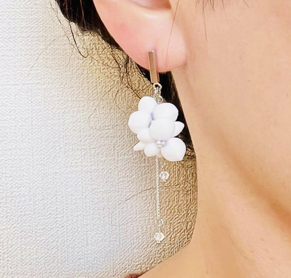 ＂hana saku＂  accessory   お花を身につけるアクセサリー　　　　花咲くピアス／イヤリング　〈冬〉 1枚目の画像