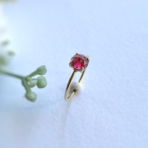 6mm 宝石質モザンビークガーネットの指輪 AAA/sv925 柘榴石 ローズ