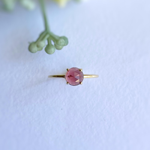 6mm 宝石質モザンビークガーネットの指輪 AAA/sv925 柘榴石 ローズ