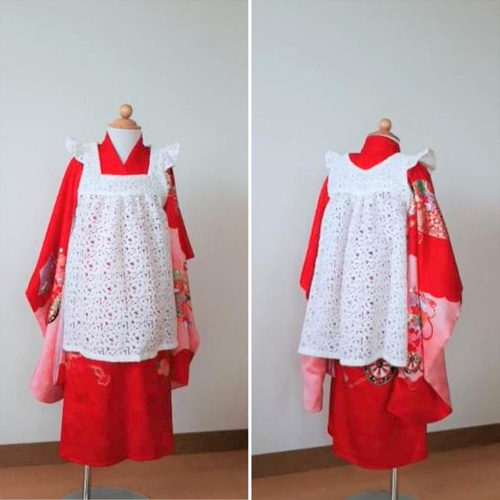 受注制作】子ども服 七五三被布エプロン 花柄レース・Bタイプ 子供服