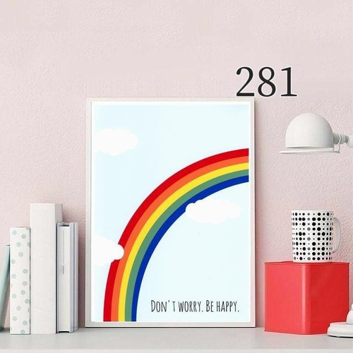 No.281. don't worry be happy 虹⭐️ポスター 北欧 アート 名言 愛