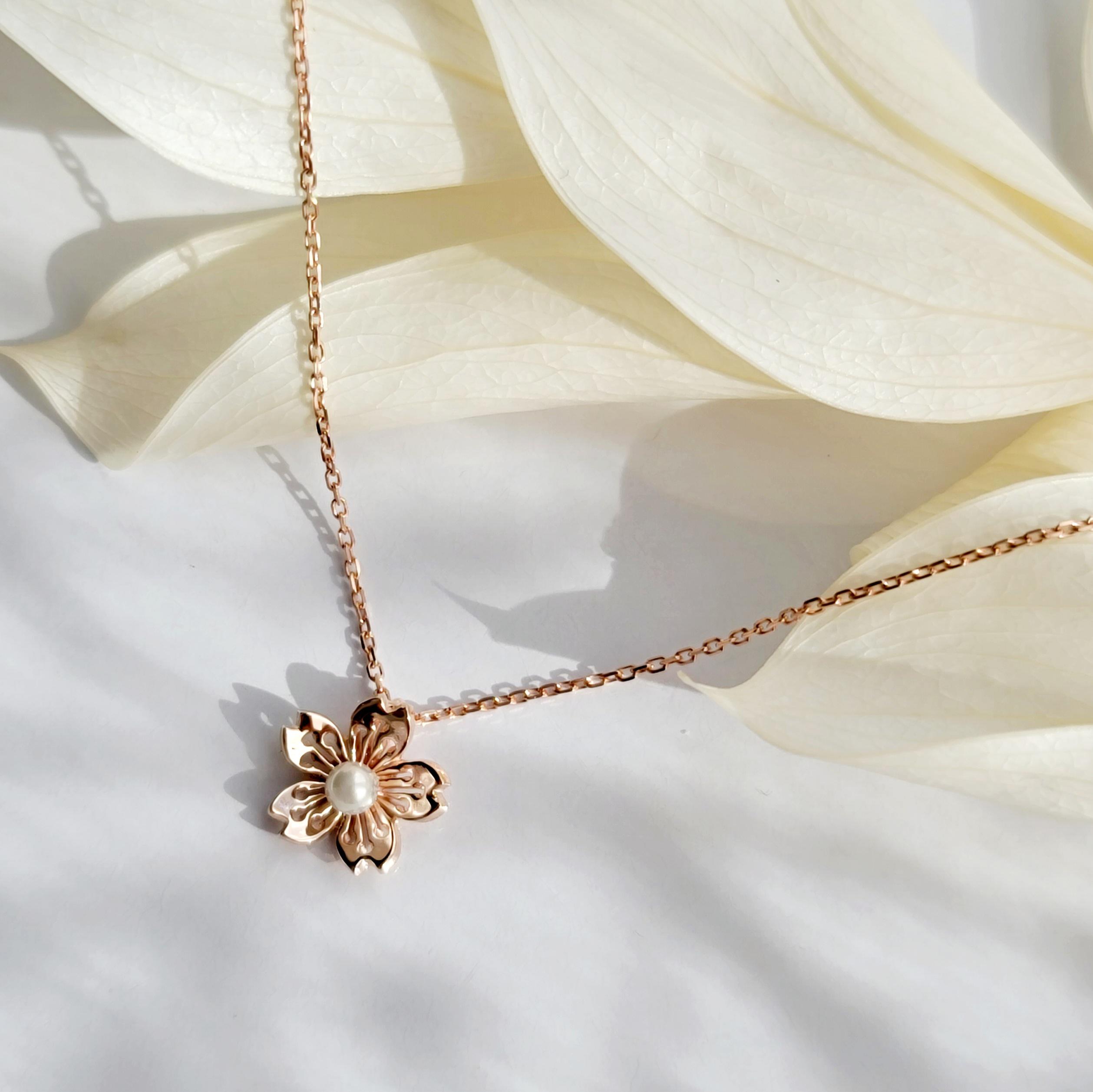 【春の新作】桜 貝パールピンクゴールド ネックレス HP-180PG