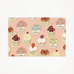 ポストカード「カップケーキ　ピンク」 3枚入　ラブリーなカップケーキをしきつめたイラスト 1枚目の画像