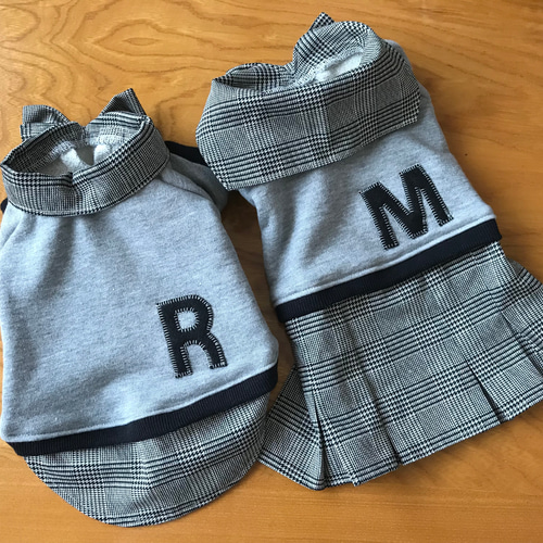 ☆犬服☆グレンチェックのシャツ&ワンピ ハンドメイド オーダー ペット