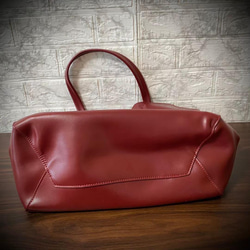 義大利皮革手提包，適合女士、男士，大號，時尚，真皮，含袋中袋，一件紅色 第5張的照片