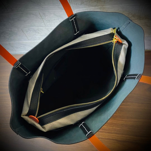 義大利真皮手提包，男女通用，時尚輕便，採用真牛皮製成，黑色，商務風格 第8張的照片