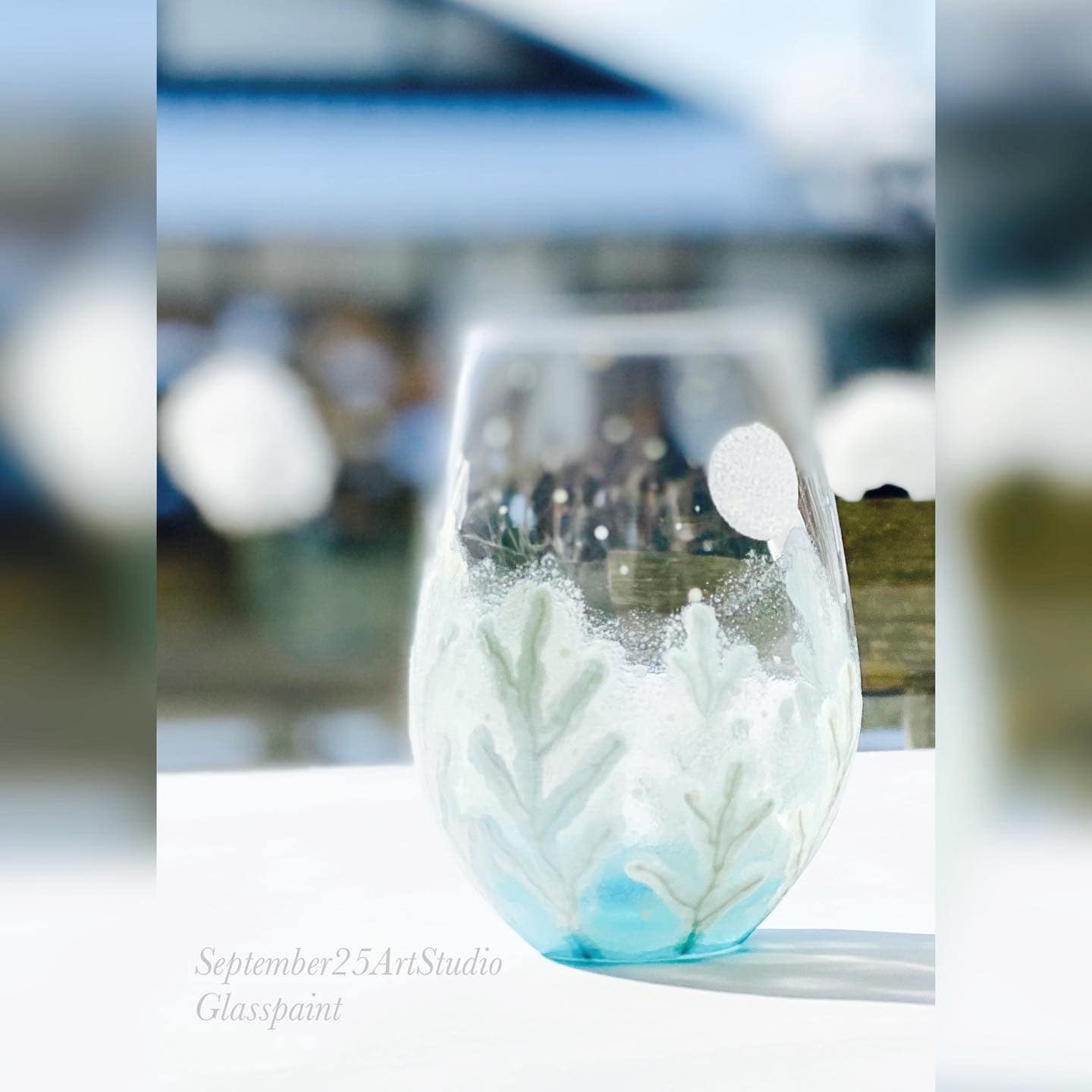 新作【雪樹❄️白い太陽2022】グラス１つ／酒器（雪・冬・晴天）結婚祝い・バレンタインデープレゼント