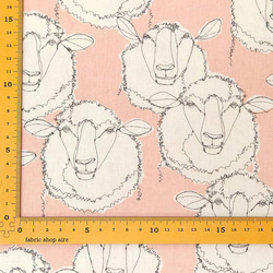 キャンバス生地【50×110cm】 +HAyU fabric ヒツジ SHEEP ワイヤーアート コットンリネン ピンク 5枚目の画像