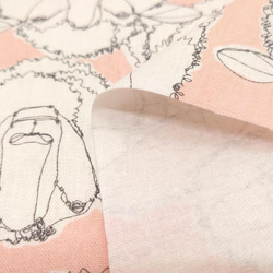 キャンバス生地【50×110cm】 +HAyU fabric ヒツジ SHEEP ワイヤーアート コットンリネン ピンク 4枚目の画像