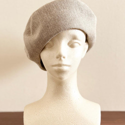 新作‼️カタチにこだわるベレー帽　ヘリンボーンベージュ 3枚目の画像