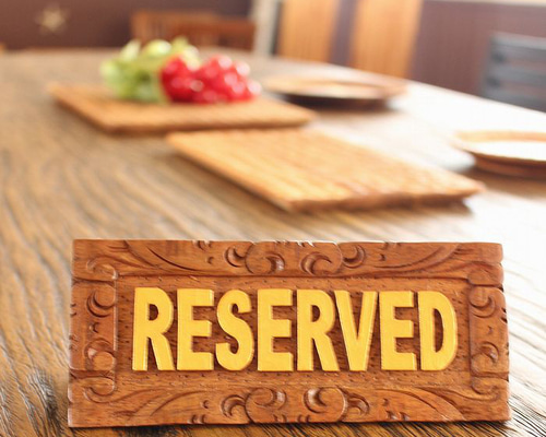 木製 チーク材 無垢 サインプレート 卓上プレートサイン リザーブド