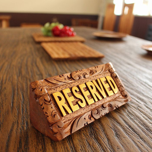 木製 チーク材 無垢 サインプレート 卓上プレートサイン リザーブド