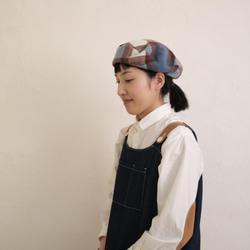 reversible wool check beret　blue & green check 第2張的照片