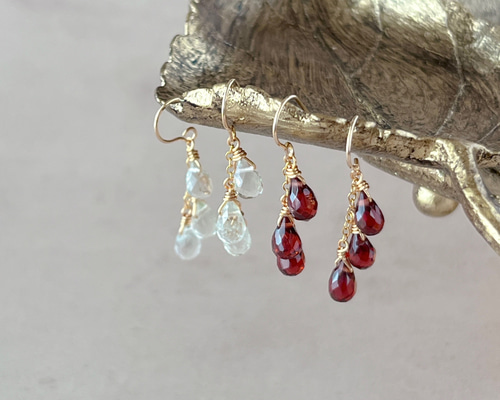 モザンビークガーネット、グリーンアメジスト ドロップブリオレット