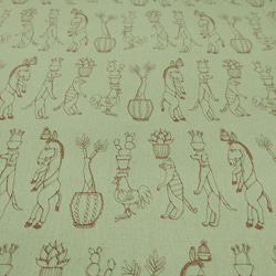 キャンバス生地【50×110cm】 +HAyU fabric BLEMEN ワイヤーアート コットンリネン グリーン 3枚目の画像
