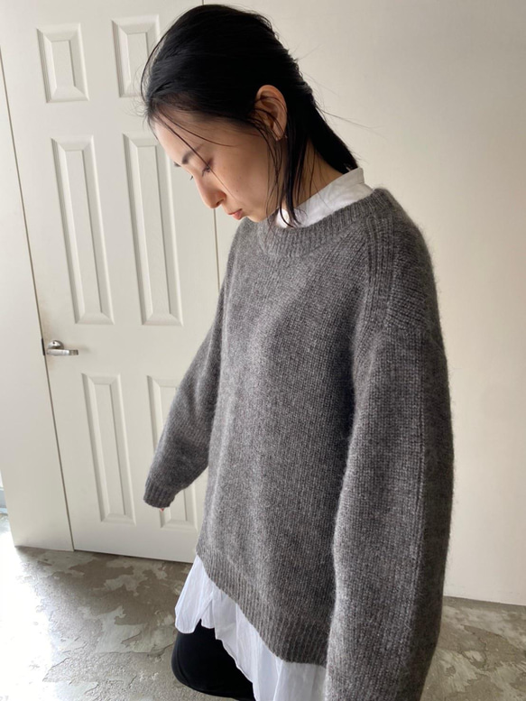 mohair alpaca back slit pullover 3枚目の画像