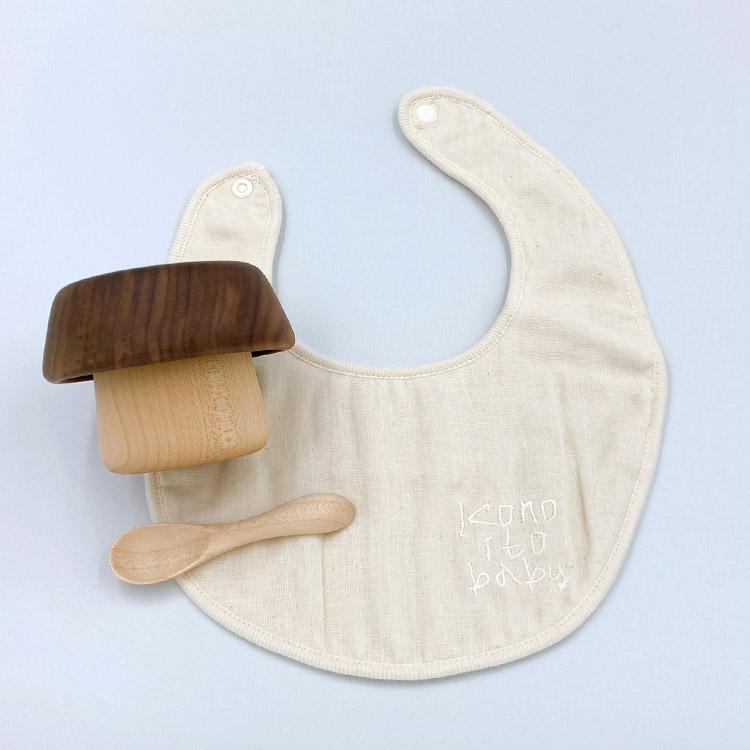 【木製ベビー食器】きのこのうつわ＋スタイのセット◎おすすめセット◎出産祝いに◎お食い初めに◎かわいい◎シンプル 10,588円