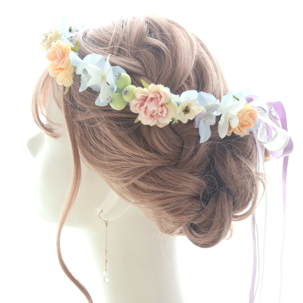 バラの花冠 楽天市場】送料無料 花冠 バラ カラフル 花かんむり お花の冠 髪