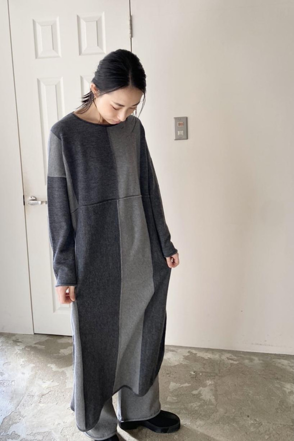 wool×cotton panel one-piece×pants setup 15枚目の画像