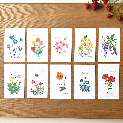 春の花ミニサンキューカードセット メッセージカード tomocollage 通販