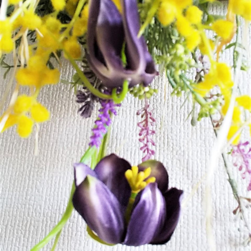 ミモザ ＆ クリスマスローズのスワッグ 母の日、お誕生日プレゼントに