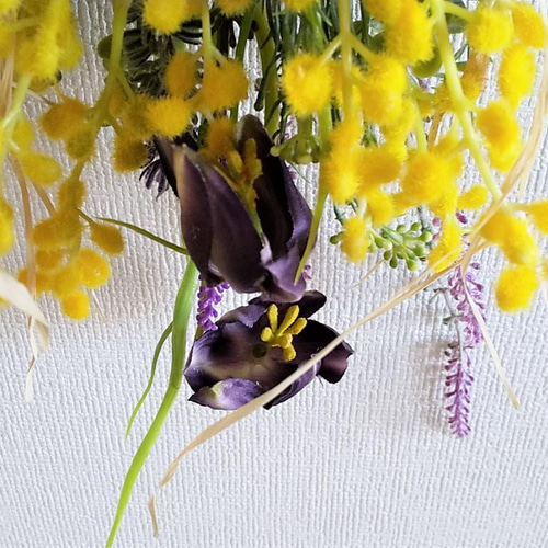 ミモザ ＆ クリスマスローズのスワッグ 母の日、お誕生日プレゼントに