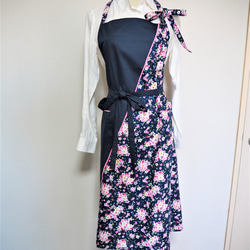 未使用コレクション／淡麗 和柄 前掛け エプロン 新型] NEW X–STYLE APRON (SMOKY BEIGECOLOR)※背中でクロ