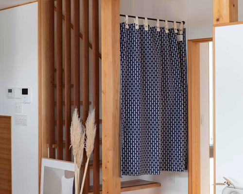 自然素材 コットン 綿 100％ 間仕切り「サザナネイビー」 目隠し