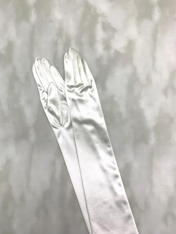 ホワイト サテン ロンググローブ 王道サテンロンググローブ 日本製 ストレッチ サテン