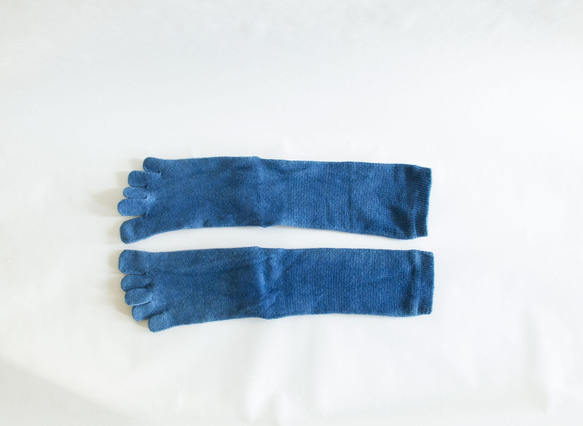 無農薬ヘンプ&コットン５本指靴下　（藍染め）草木染　　温活　24～27cm 6枚目の画像